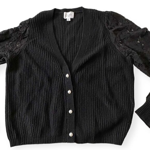 CAMI NYC Black Wool Beth Cardigan, Size S - Picture 5 of 12